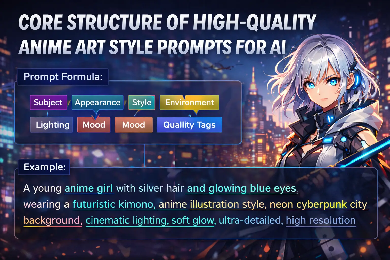 Core Structure of High-Quality Anime Art Style Prompts for AI